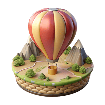 magnificent creative Hot Air Balloon Over Vineyards Transparent Background premium png