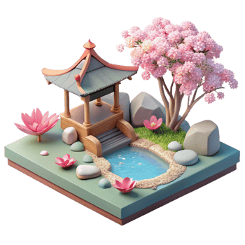 impressive modern A Serene Japanese Garden with a Koi Pond C high resolution png