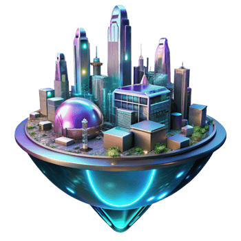 wonderful rustic Holographic Futuristic City Advertisement original png
