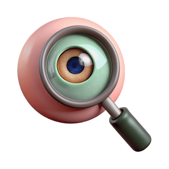 serene artistic Human Eye with Magnifying Glass Transparent Background exclusive png