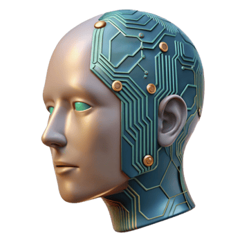 stunning traditional Human Head with Circuit Board Texture Isolated Element png
