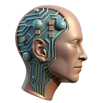 wonderful vintage Human Head with Circuit Board Texture Isolated Element png