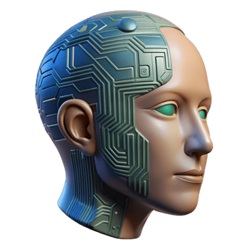 beautiful abstract Human Head with Circuit Board Texture Isolated Element high resolution png