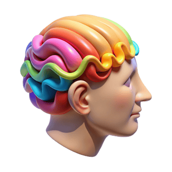 wonderful rustic Human Head with Colorful Brain Waves Isolated Element exclusive png
