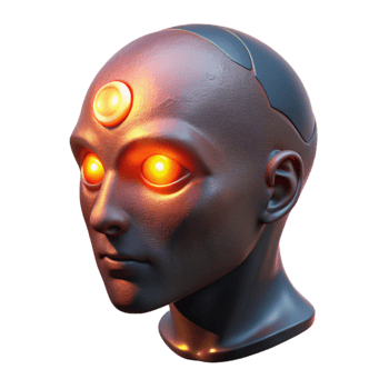 vibrant classic Human Head with Glowing Light Isolated Element premium png