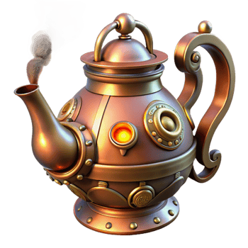 magnificent traditional A Steampunk Teapot with Intricate Spouts genuine png