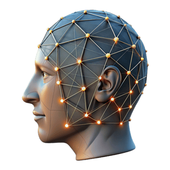 dramatic creative Human Head with Glowing Light Isolated Element premium png