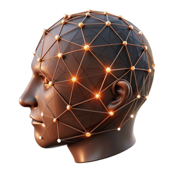 elegant classic Human Head with Glowing Light Isolated Element detailed png