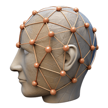 serene modern Human Head with Interconnected Nodes Isolated Element premium png