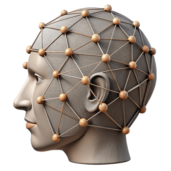 vibrant artistic Human Head with Interconnected Nodes Isolated Element high quality png
