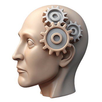stunning artistic Human Head with Interlocking Gears Isolated professional png