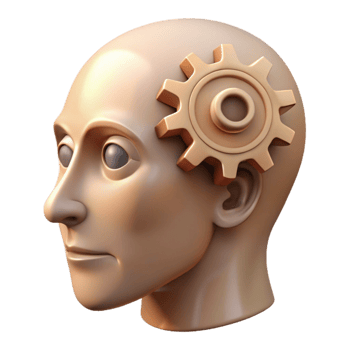 beautiful contemporary Human Head with Interlocking Gears Isolated genuine png