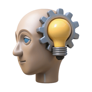 wonderful contemporary Human Head with Light Bulb Inside Isolated on White detailed png