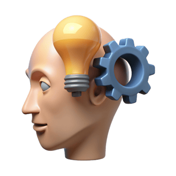 beautiful contemporary Human Head with Light Bulb Inside Isolated on White png