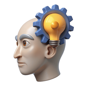 extraordinary minimalist Human Head with Light Bulb Inside Isolated on White professional png