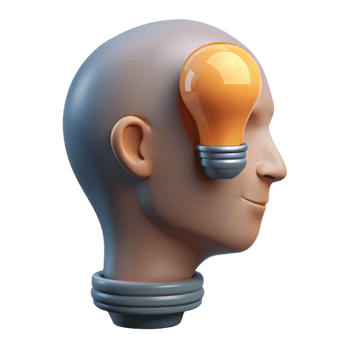 beautiful artistic Human Head with Light Bulb Inside Isolated on White detailed png