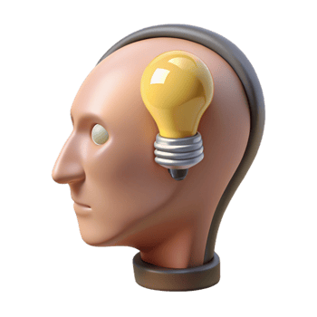 stunning creative Human Head with Light Bulb Inside Isolated on White authentic png