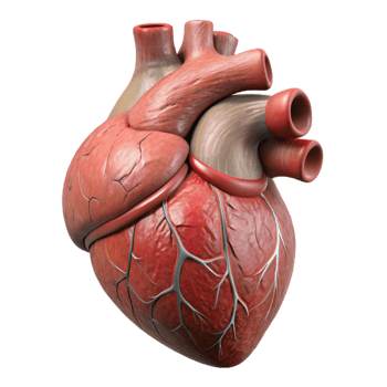 elegant modern Human Heart Anatomical Model Red Transparent Background png