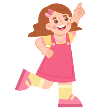 Illustration of Cheerful Girl in Pink Dress png