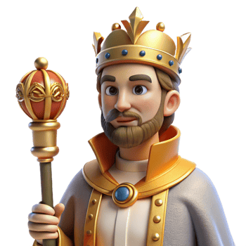 extraordinary vintage Portrait of a Regal King with a Crown Sce authentic png