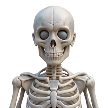 wonderful artistic Human Skeleton Front View White Isolated professional png
