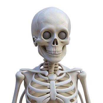 beautiful minimalist Human Skeleton Front View White Isolated original png