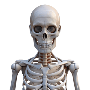 vibrant minimalist Human Skeleton Front View White Isolated genuine png