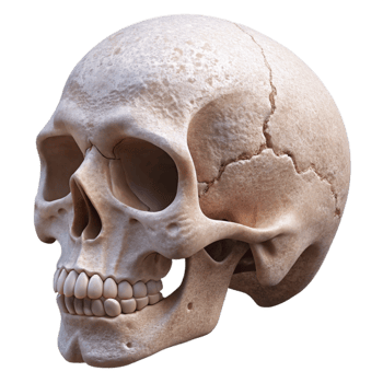 stunning vintage Human Skull Side View White Isolated high quality png