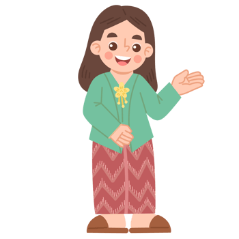 Illustration of a cheerful girl wearing traditional kebaya png