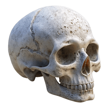 wonderful abstract Human Skull Side View White Isolated premium png