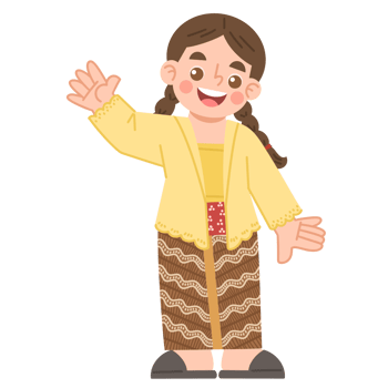 Illustration of a cheerful girl wearing a traditional kebaya png