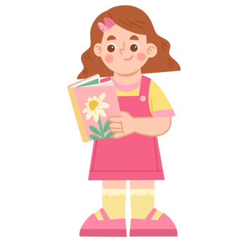 Illustration of a Girl Holding a Book png