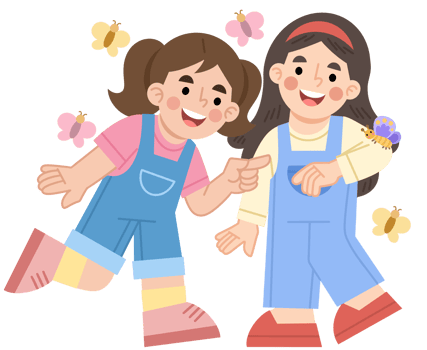 Illustration of Playful Two Girls with Butterflies png