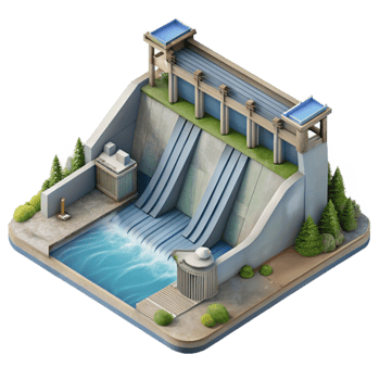 dramatic minimalist Hydroelectric Dam Aerial View Isolated Element exclusive png