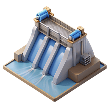 elegant minimalist Hydroelectric Dam Aerial View Isolated Element original png