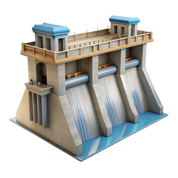 dramatic modern Hydroelectric Dam Front View Cutout premium png