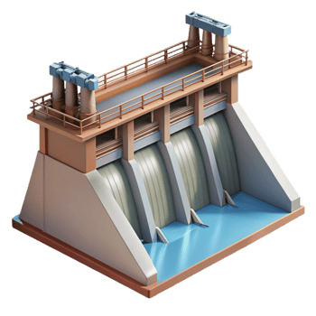 beautiful rustic Hydroelectric Dam Side Angle Isolated authentic png