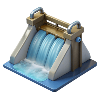 dramatic rustic Hydroelectric Dam Spillway with Water Flow Detail png