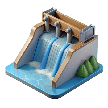 impressive creative Hydroelectric Dam Spillway Water Flow Isolated authentic png