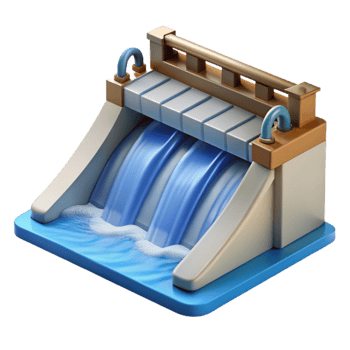 beautiful traditional Hydroelectric Dam Spillway Water Flow Isolated premium png