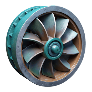 wonderful classic Hydroelectric Dam Turbine with Rotating Blades detailed png