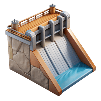 beautiful artistic Hydroelectric Dam Wall Cross Section Cutout premium png