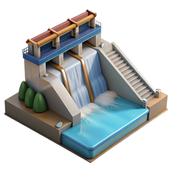 wonderful contemporary Hydroelectric Dam Water Flowing Downstream Isolated premium png