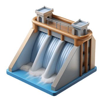 dramatic abstract Hydroelectric Dam Water Release Isolated genuine png