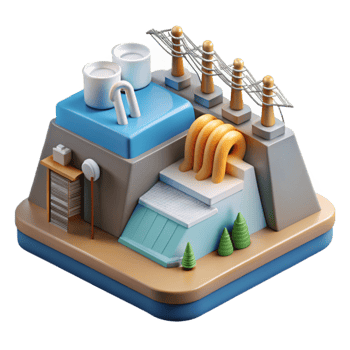 serene abstract Hydroelectric Power Station Diagram Cutout high quality png