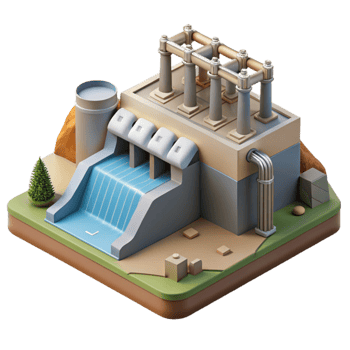 dramatic rustic Hydroelectric Power Station Diagram Cutout authentic png