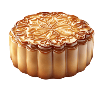 Traditional Golden Mooncake with Intricate Pattern png