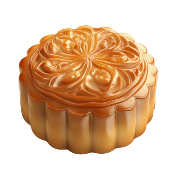 Traditional Mooncake with Floral Pattern on Top png