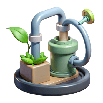 serene artistic Hydroponic Pump and Tubing Cutout Water Circulation System premium png