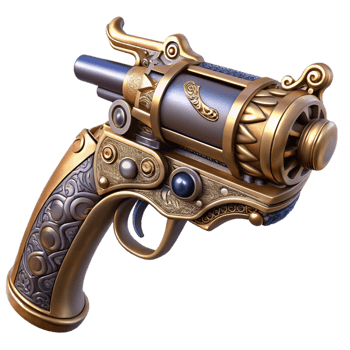 impressive contemporary Ornate Steampunk Pistol Detailed Engraving authentic png